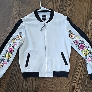 XOXO White Floral Embroidered Jacket